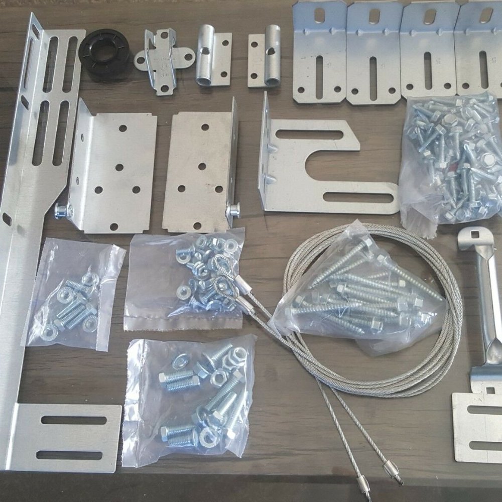 Garage Door Hardware box of repair parts.